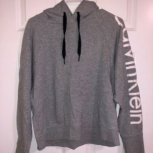 Calvin Klein Long-Cropped Grey Hoodie